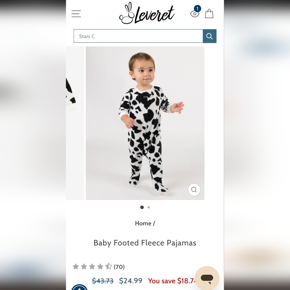 NWT Leveret Baby Footed Pajamas ~ sz 12-18 mo